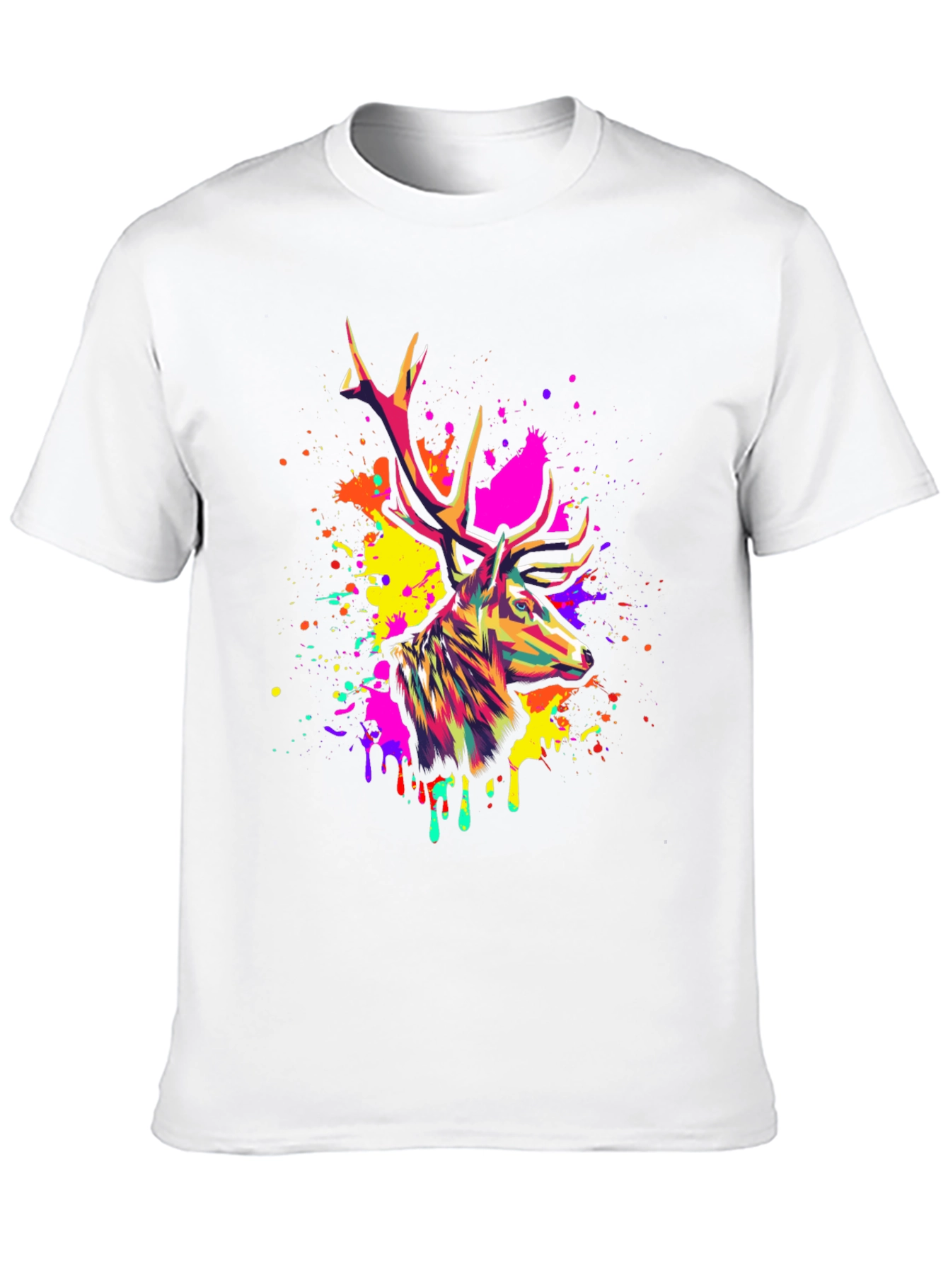 Vibrant Deer Graphic Tee - Mens Black T-Shirt