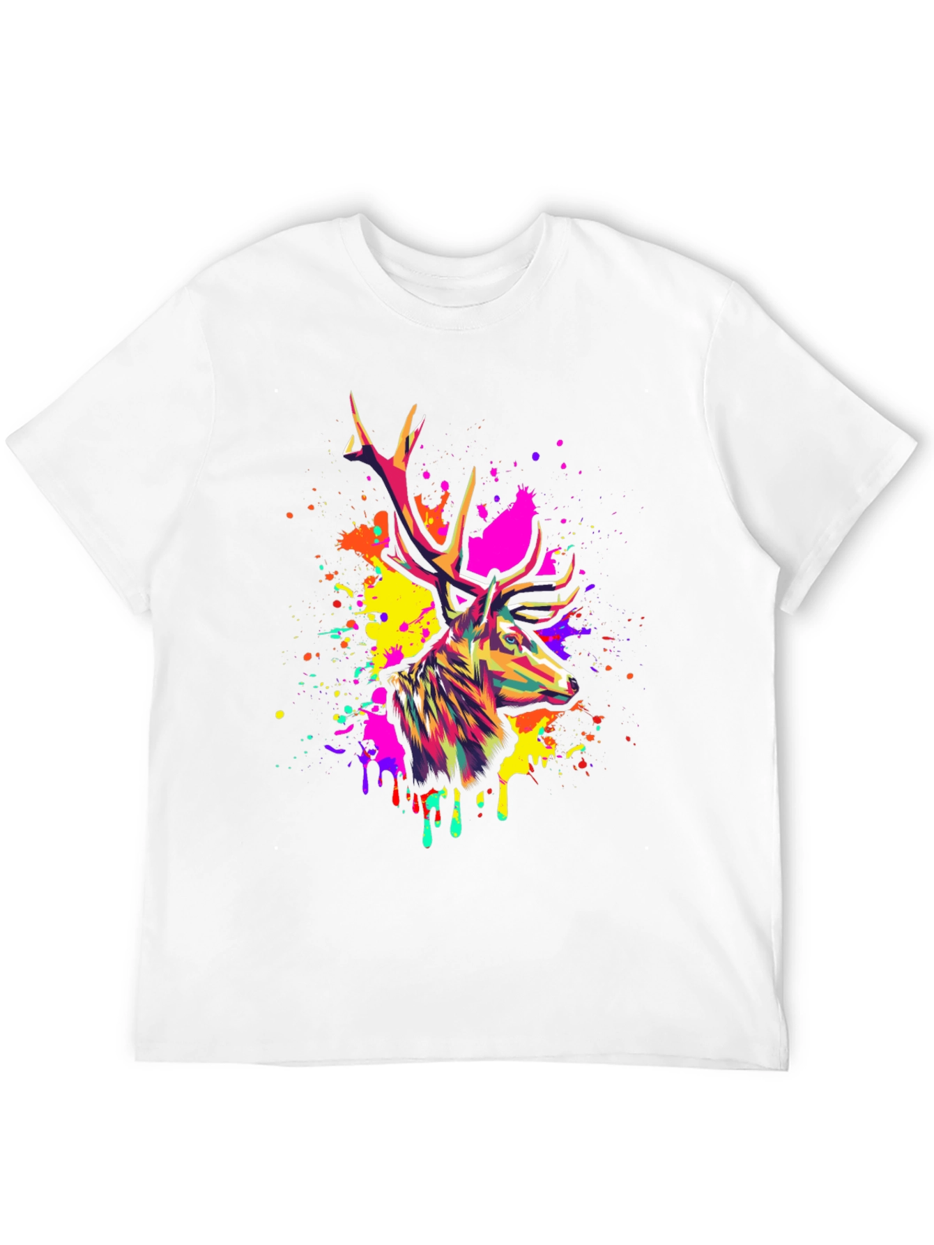 Vibrant Deer Graphic Tee - Mens Black T-Shirt