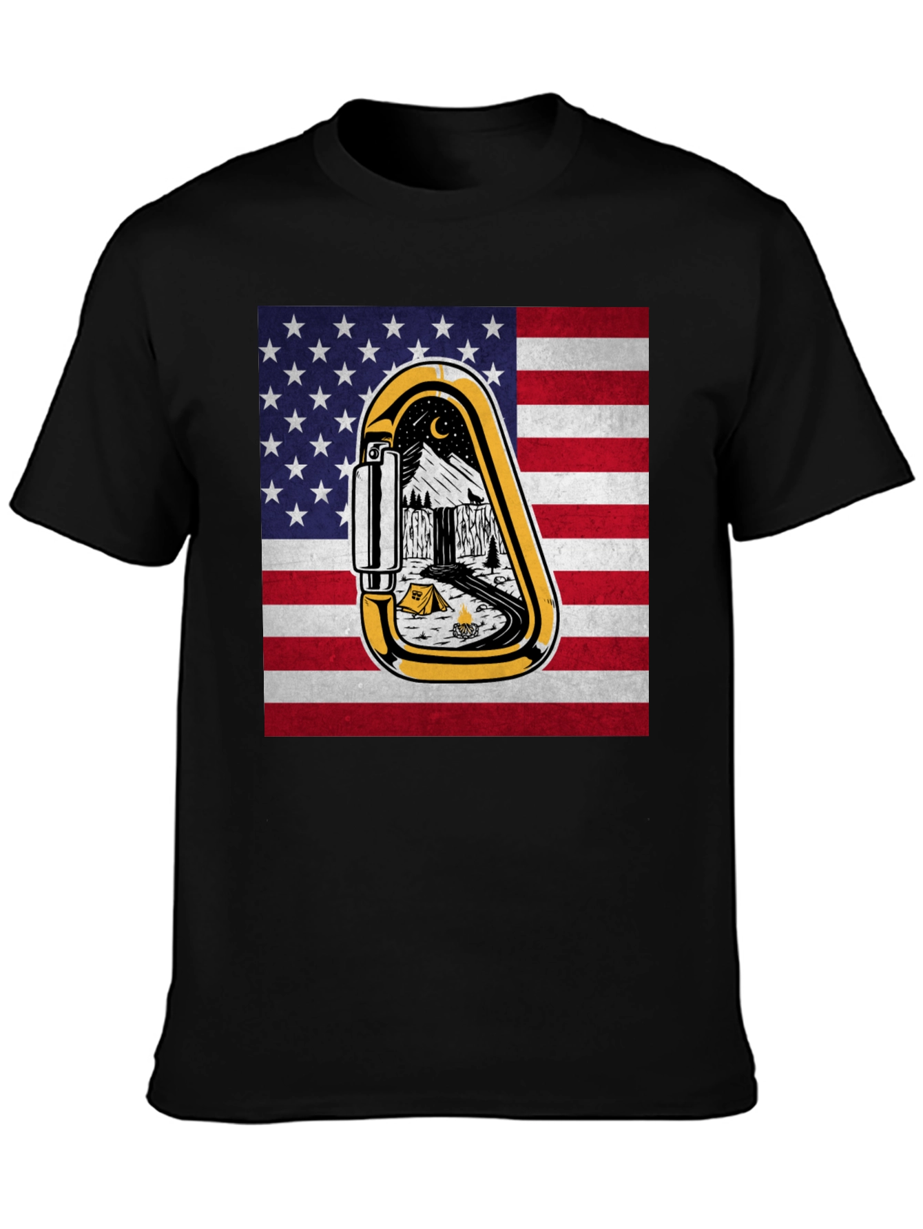 American Flag Camping Carabiner Graphic Tee