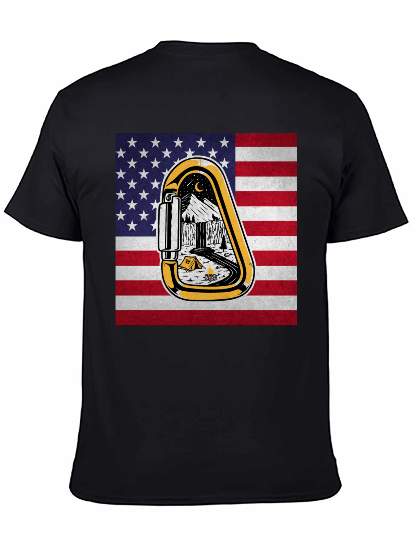 American Flag Camping Carabiner Graphic Tee