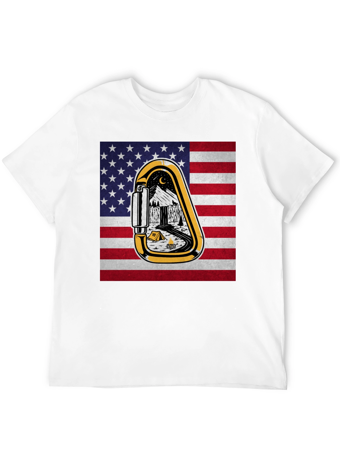 American Flag Camping Carabiner Graphic Tee