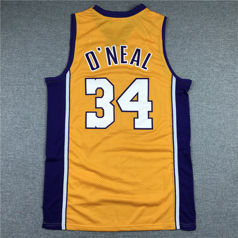 Men's Los Angeles Lakers Shaquille O'Neal #34 Yellow 1999-00 Classics Jerseys