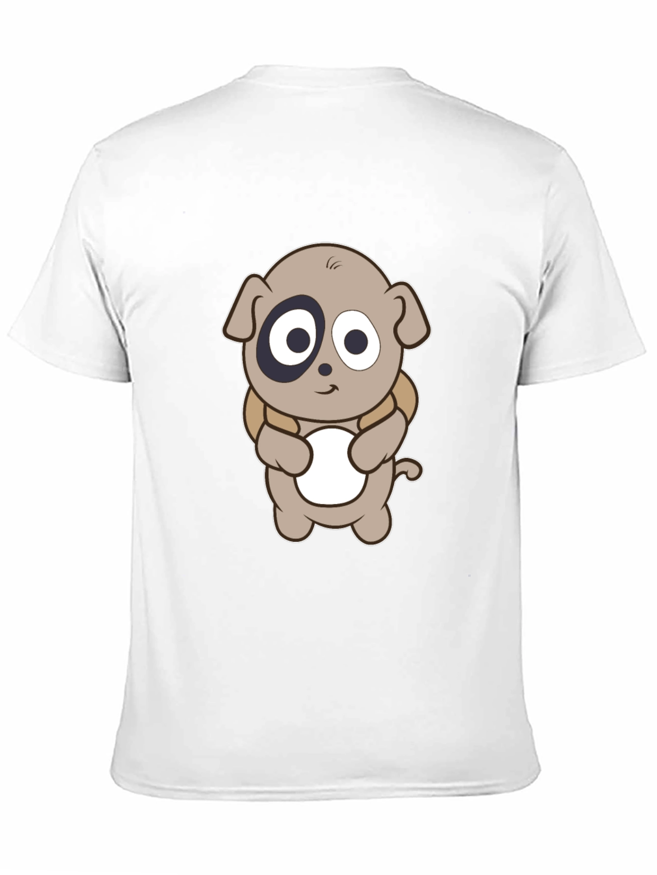 Cartoon Puppy Print Black T-Shirt