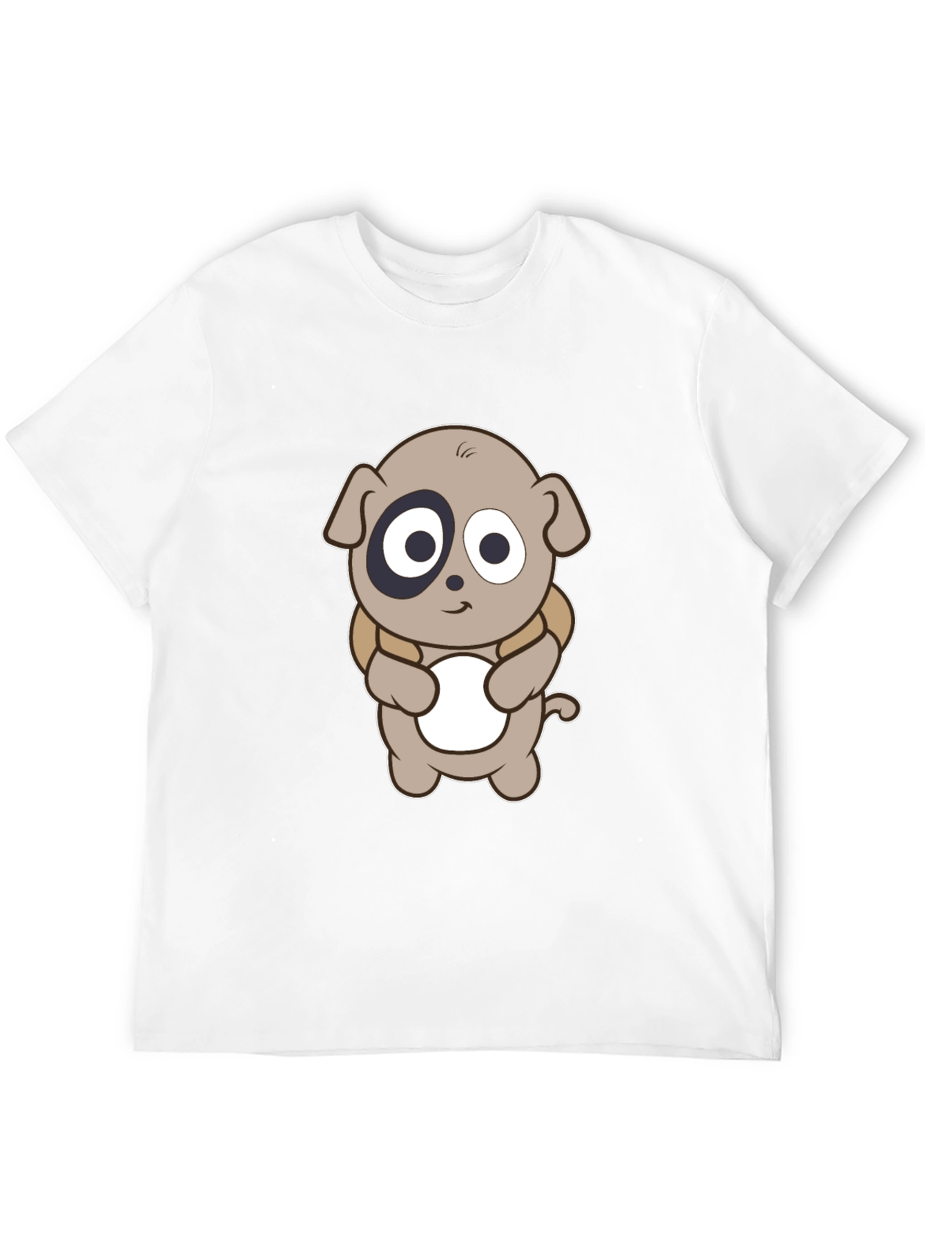 Cartoon Puppy Print Black T-Shirt