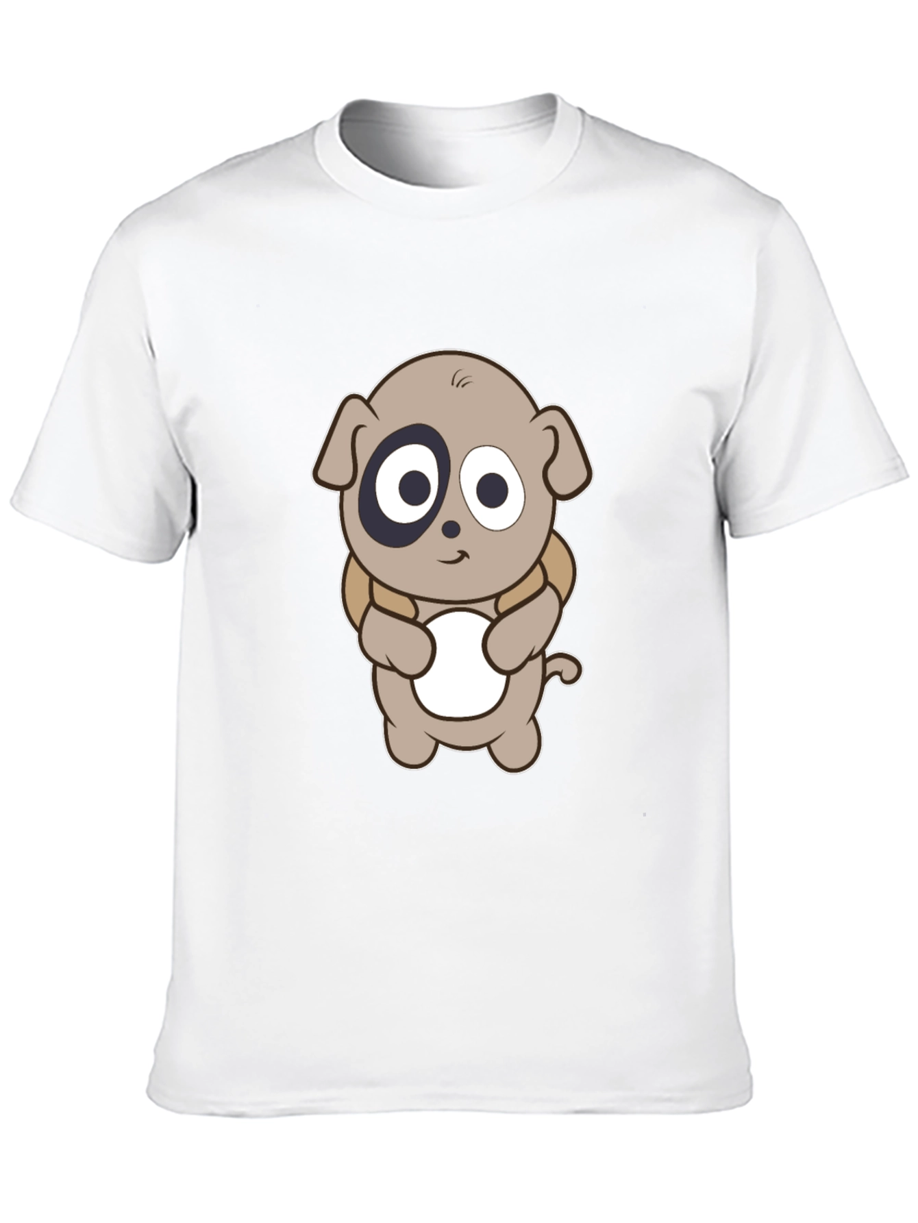 Cartoon Puppy Print Black T-Shirt