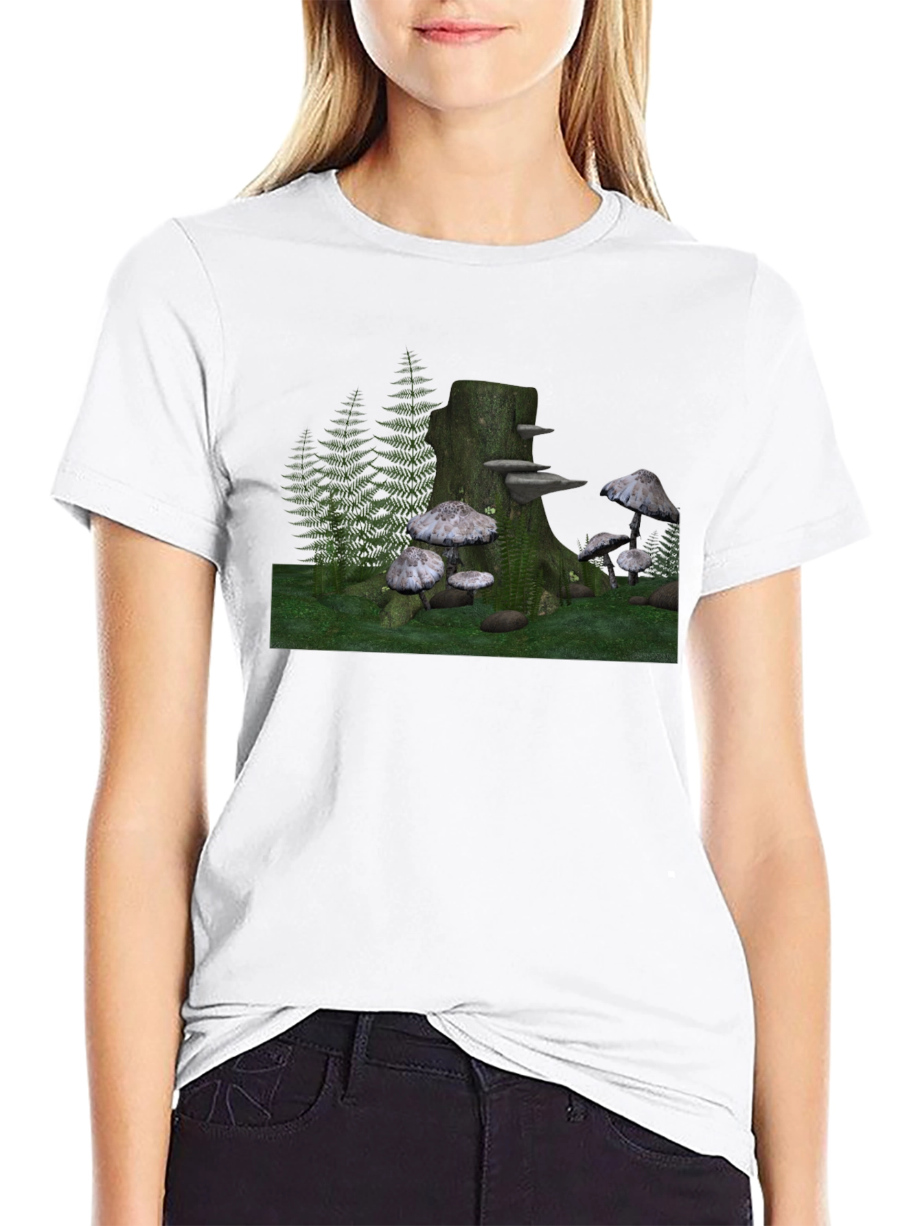 Mushroom Forest Stump Graphic Tee