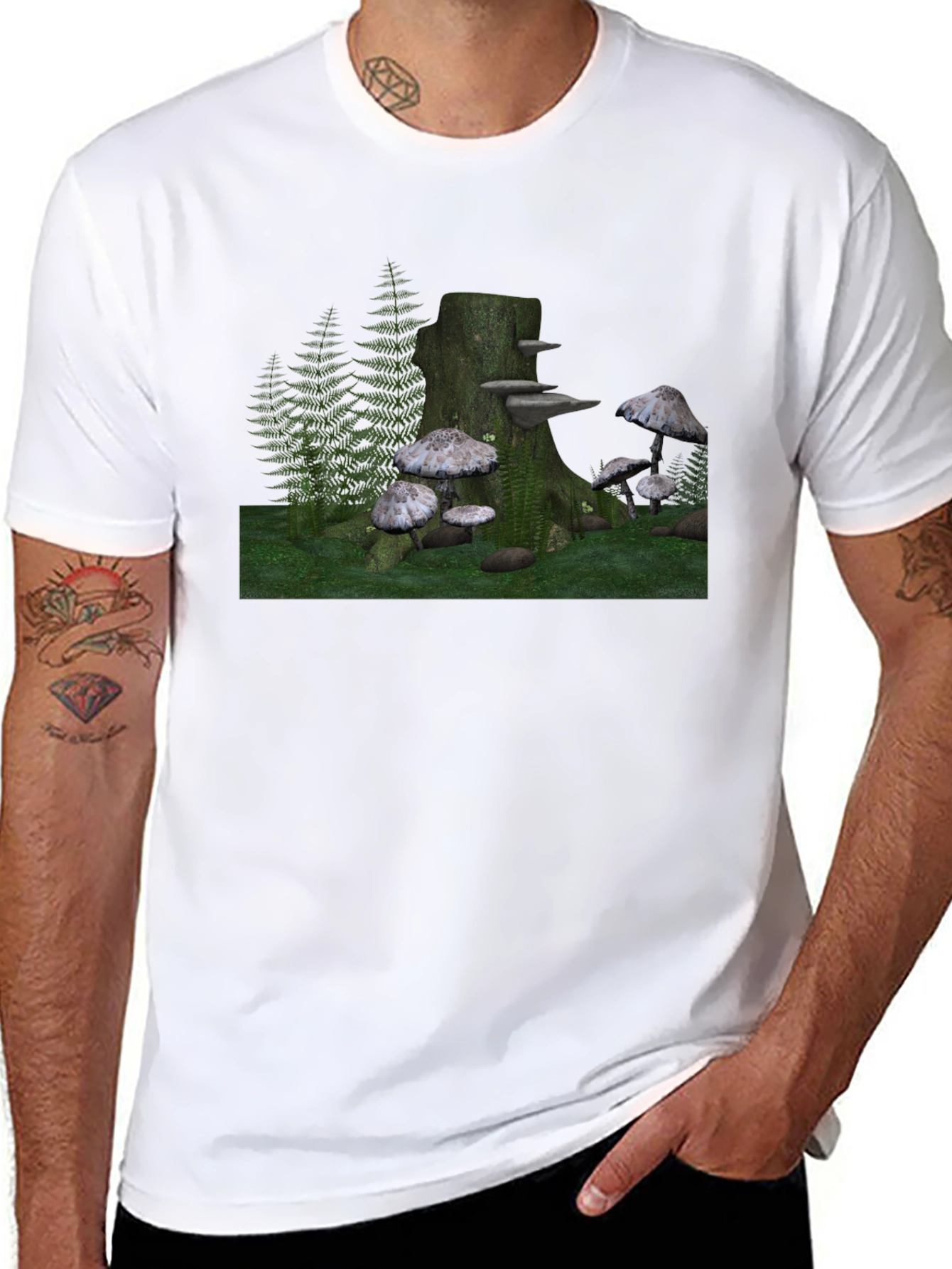 Mushroom Forest Stump Graphic Tee