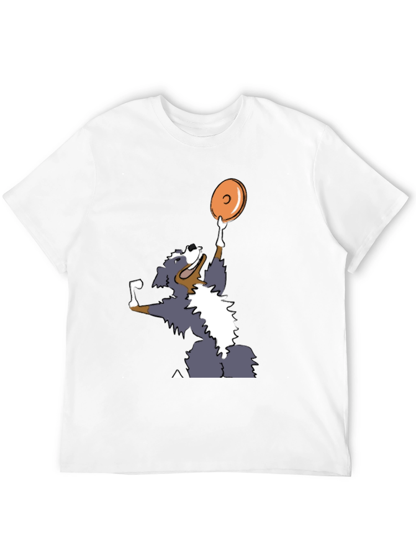 Dog Catching Disc Graphic Tee - Casual Style