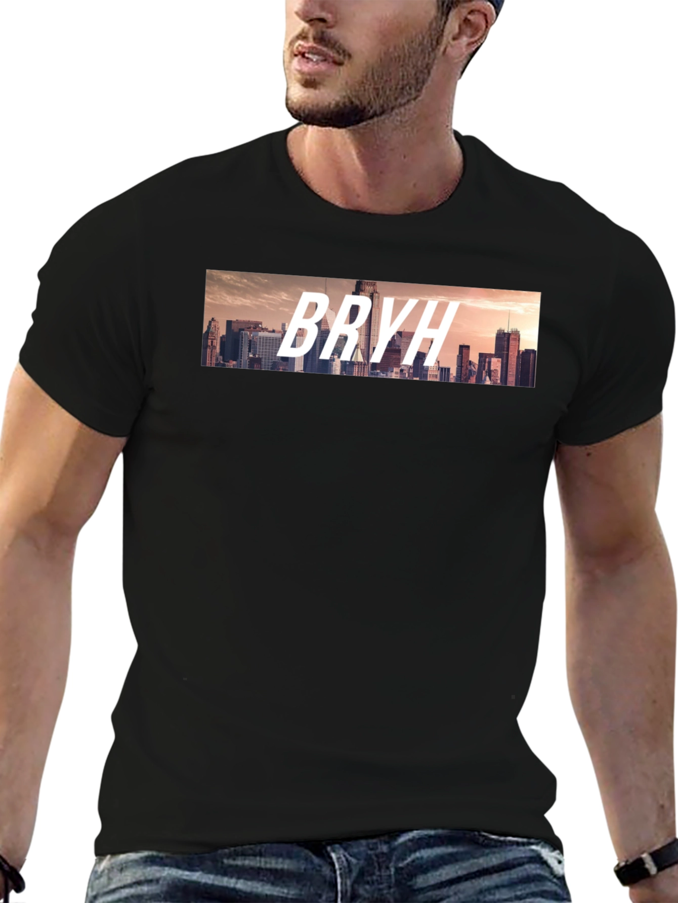 BRYH Cityscape Graphic Tee - Black Casual T-Shirt