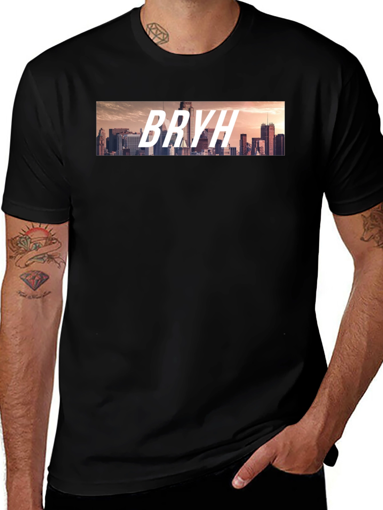 BRYH Cityscape Graphic Tee - Black Casual T-Shirt