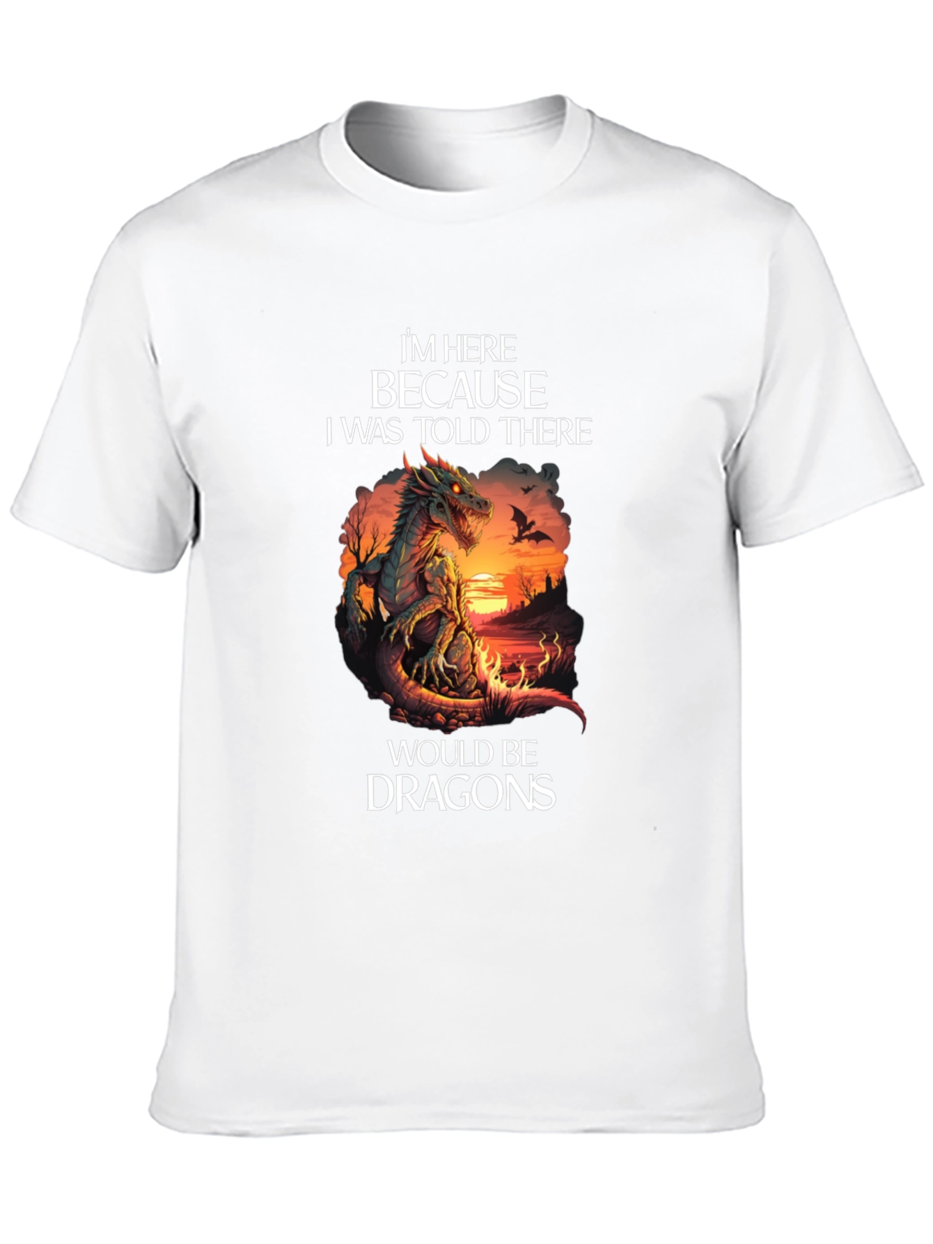 Dragon T-Shirt: Im Here Because Dragons Graphic Tee