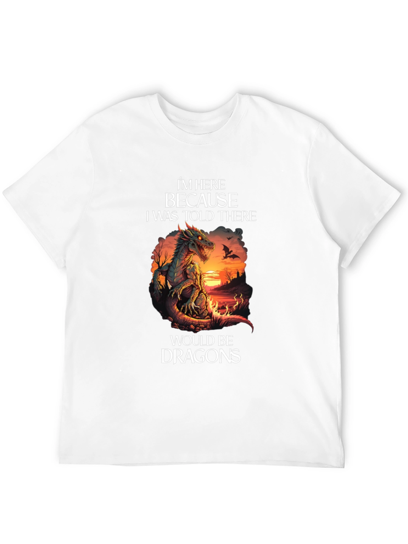 Dragon T-Shirt: Im Here Because Dragons Graphic Tee