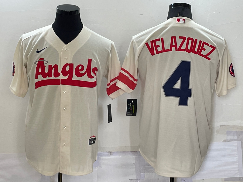 Men's Los Angeles Angels Andrew Velazquez #4 Cream City Connect Replica Player Jerseys