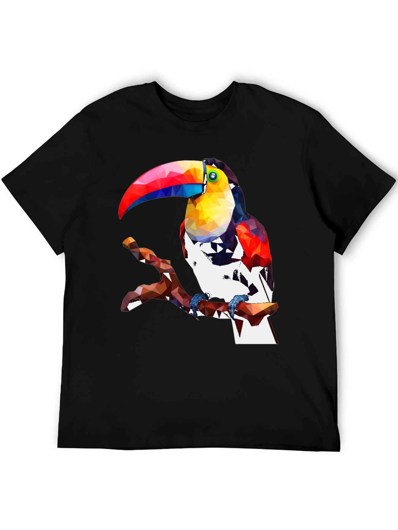 Geometric Toucan Graphic Tee - Stylish Black T-Shirt