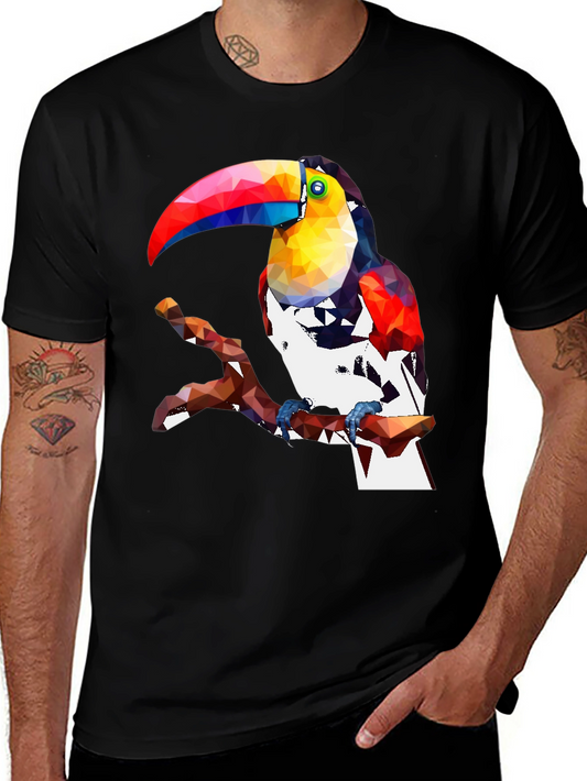 Geometric Toucan Graphic Tee - Stylish Black T-Shirt