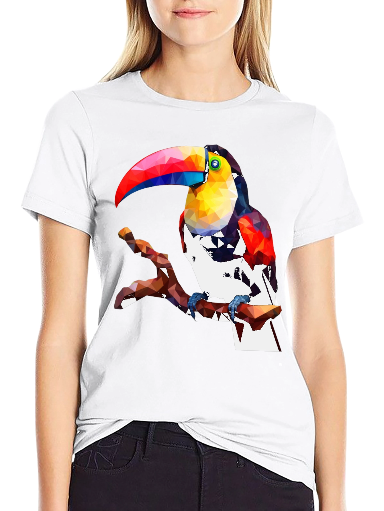 Geometric Toucan Graphic Tee - Stylish Black T-Shirt