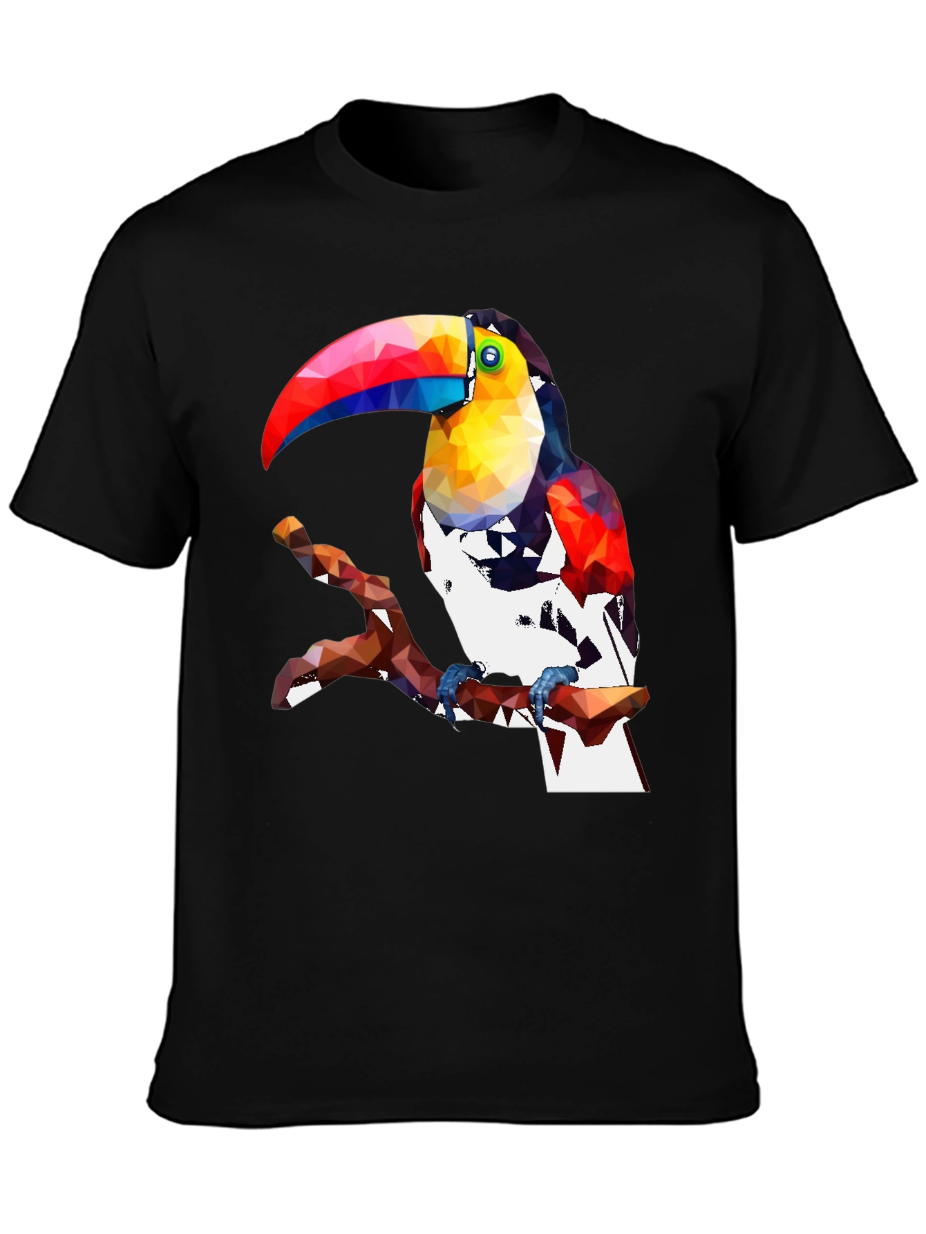 Geometric Toucan Graphic Tee - Stylish Black T-Shirt