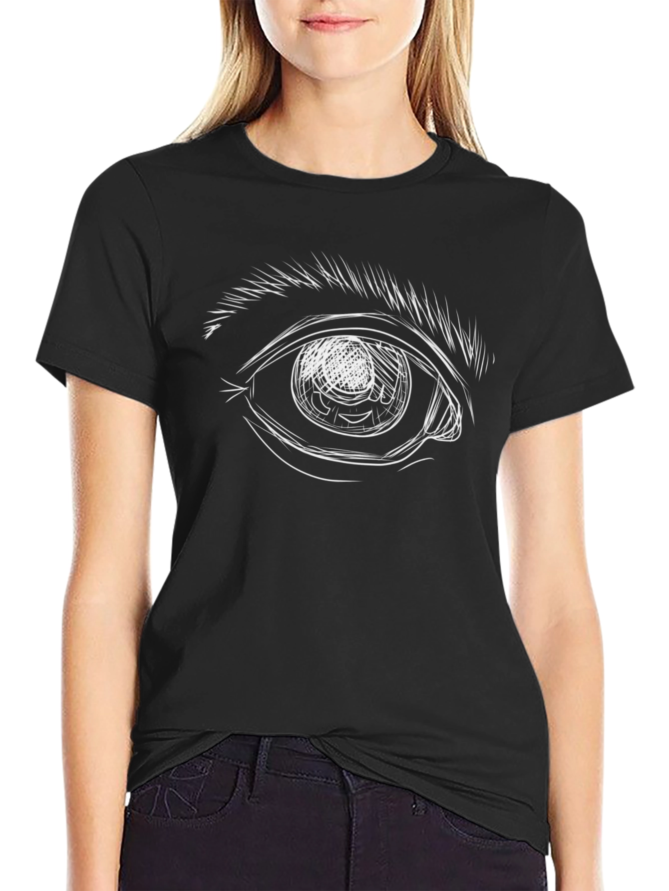Eye Sketch Graphic Black T-Shirt