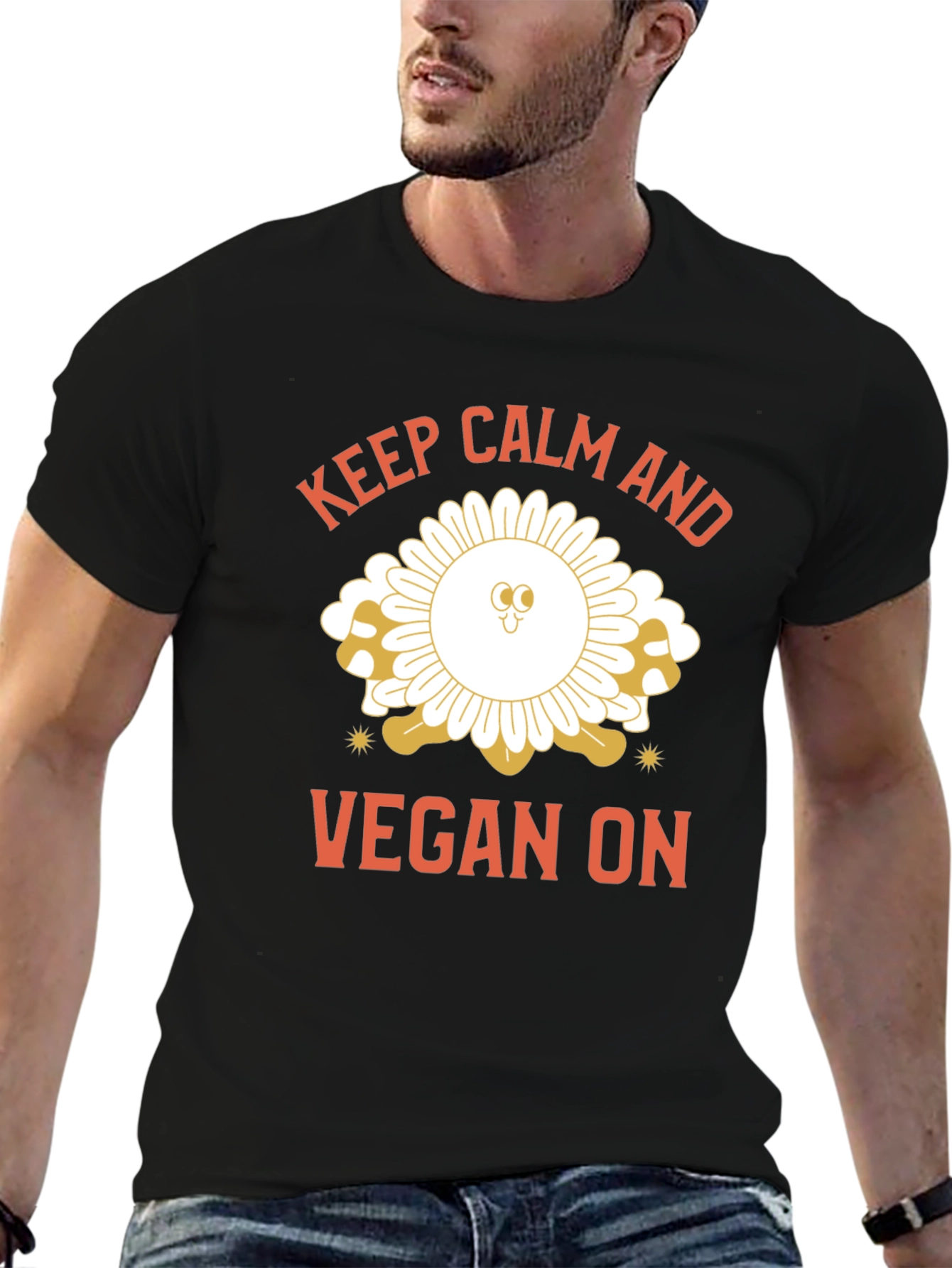 Keep Calm and Vegan On Black T-Shirt