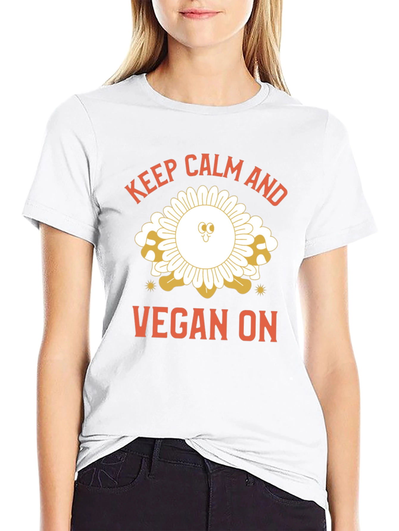 Keep Calm and Vegan On Black T-Shirt