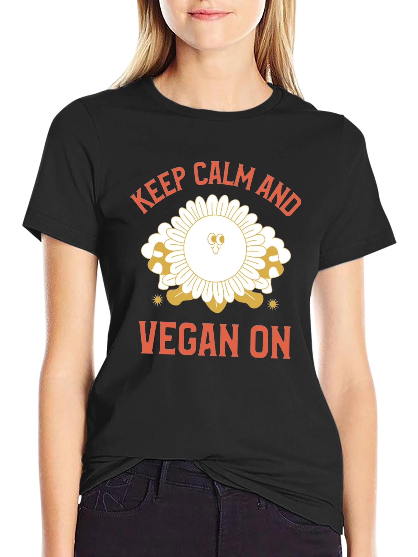 Keep Calm and Vegan On Black T-Shirt