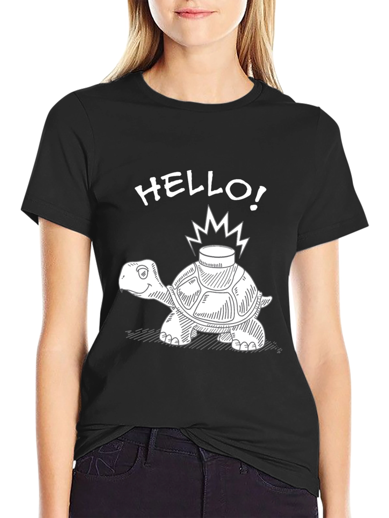 Hello Turtle T-Shirt - Funny Cartoon Style