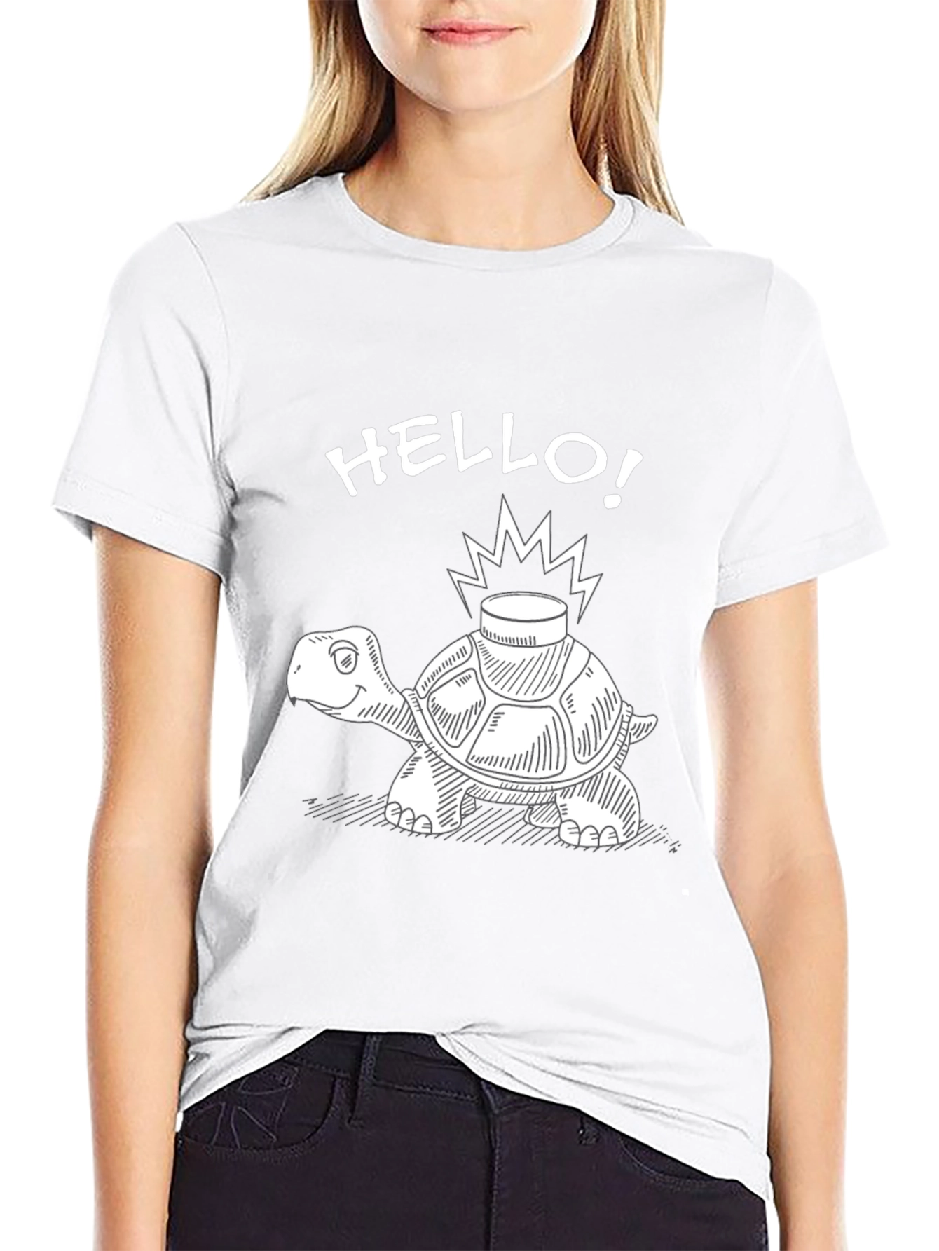 Hello Turtle T-Shirt - Funny Cartoon Style