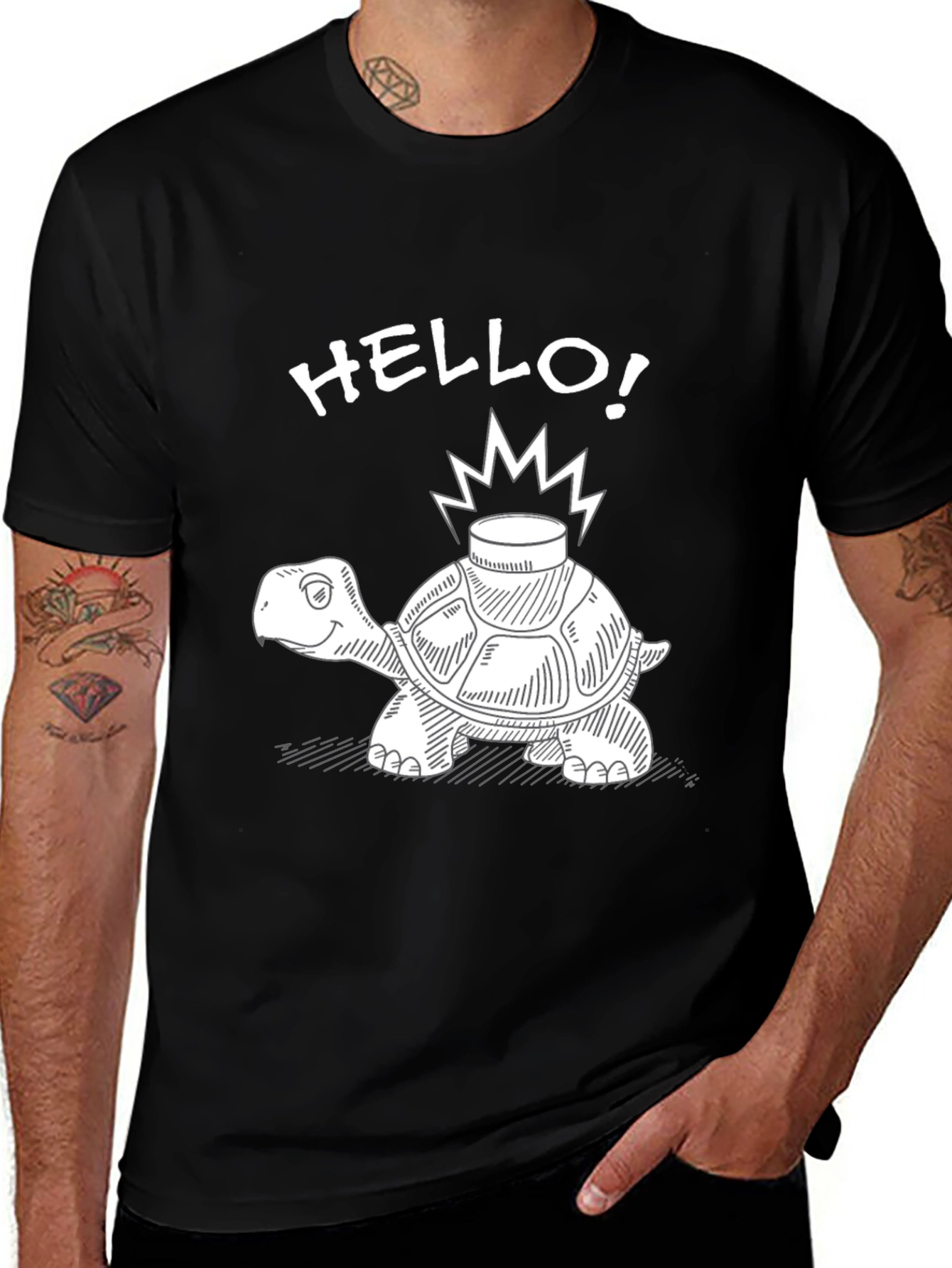 Hello Turtle T-Shirt - Funny Cartoon Style