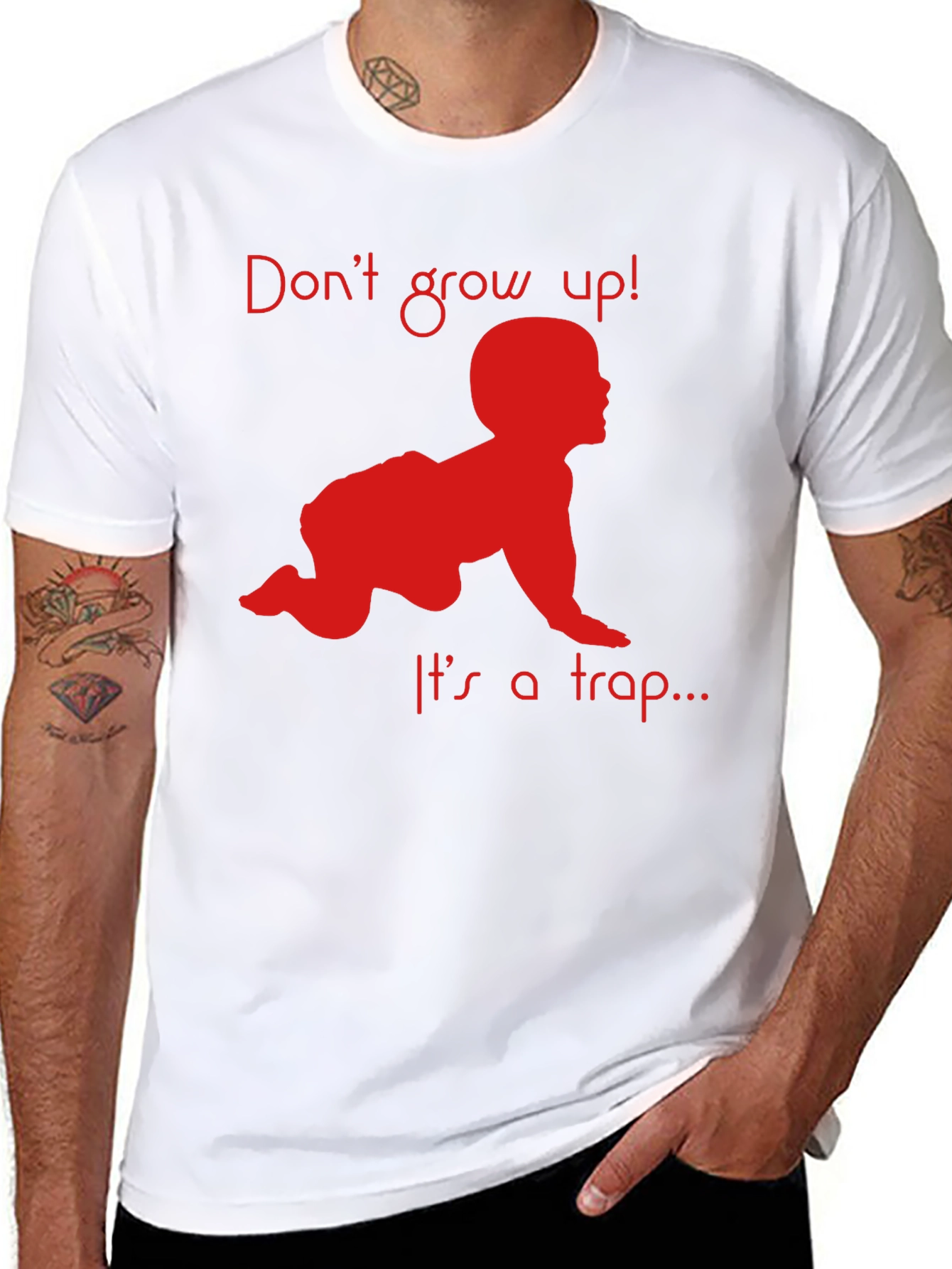 Dont Grow Up! T-Shirt Funny Baby Crawling Graphic Tee