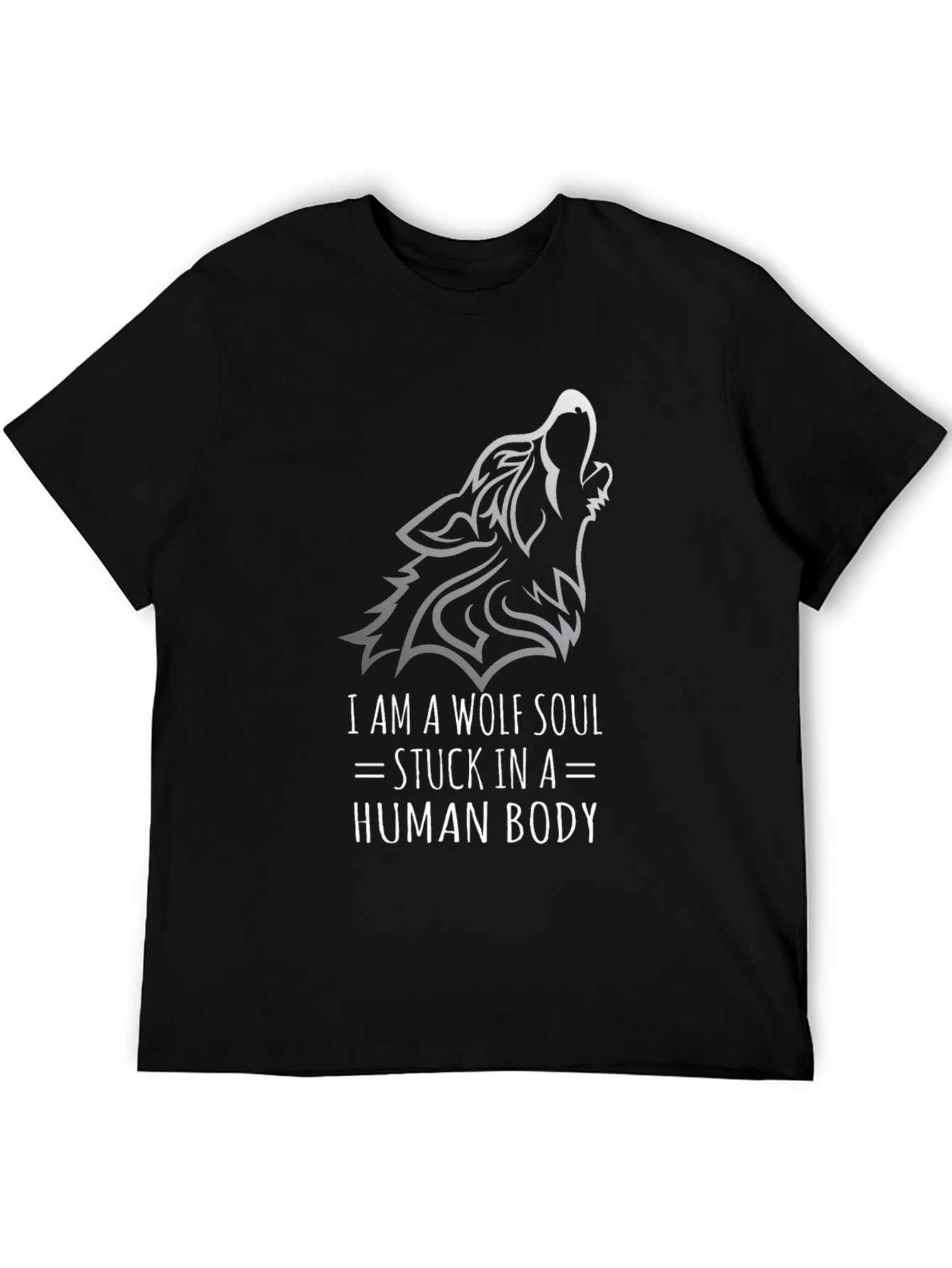 Wolf Soul Graphic Tee - Black Cotton T-Shirt