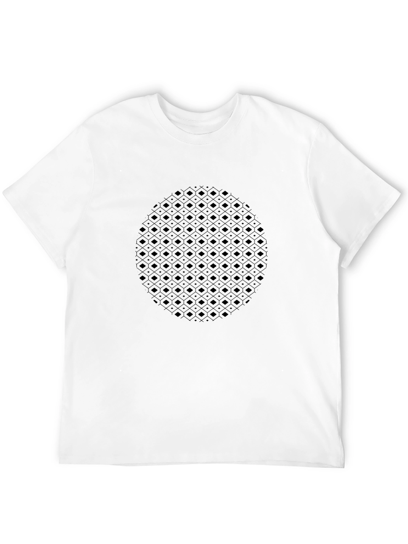 Geometric Pattern Black Crew Neck T-Shirt