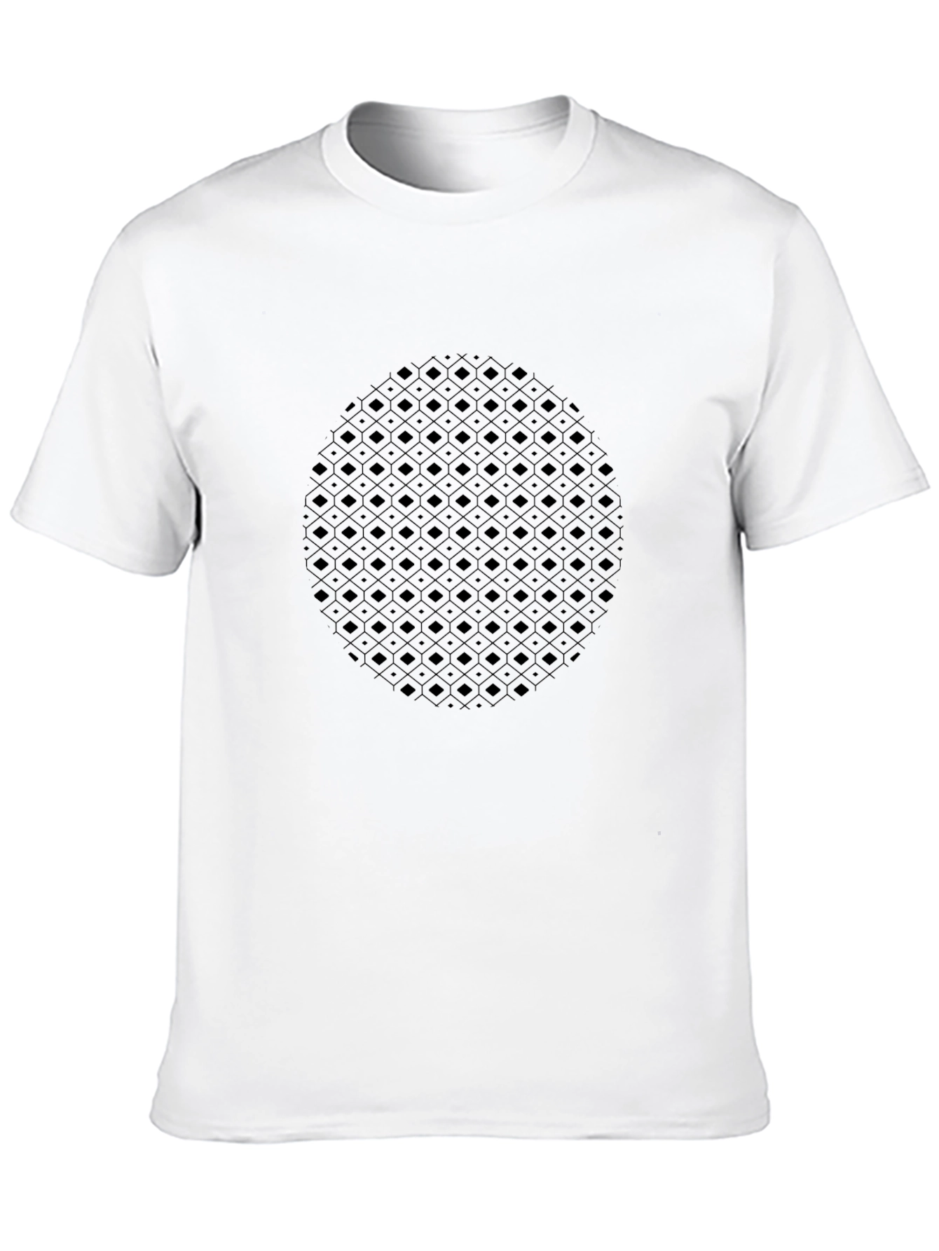 Geometric Pattern Black Crew Neck T-Shirt