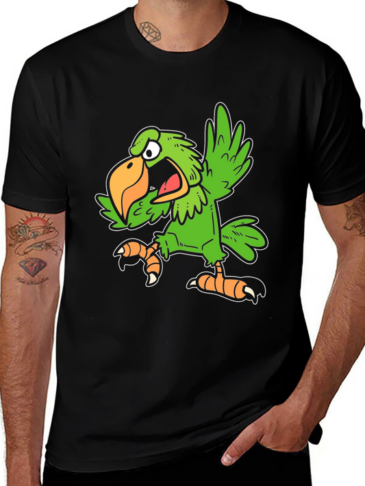 Funny Parrot Graphic Tee - Black Unisex T-Shirt