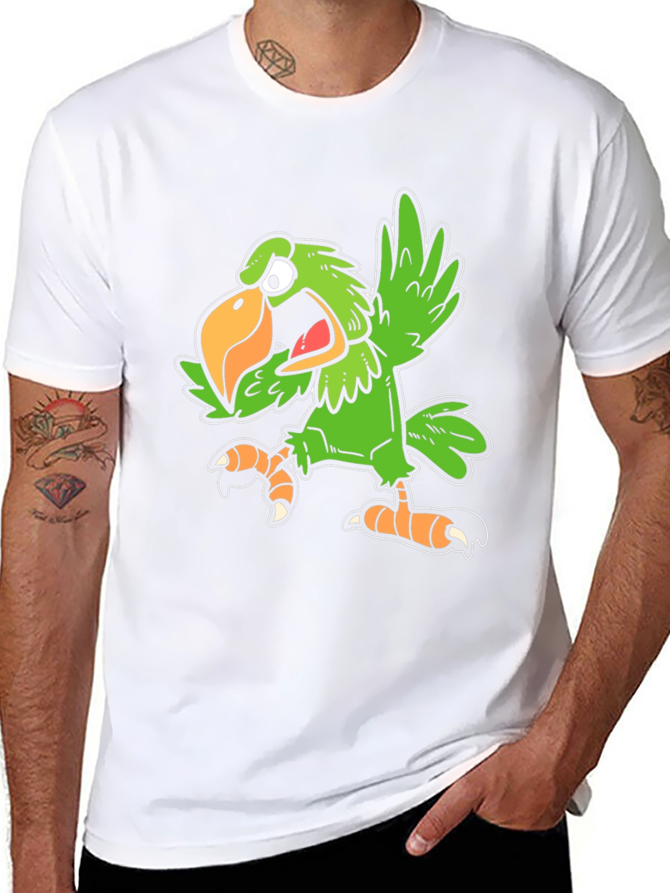 Funny Parrot Graphic Tee - Black Unisex T-Shirt