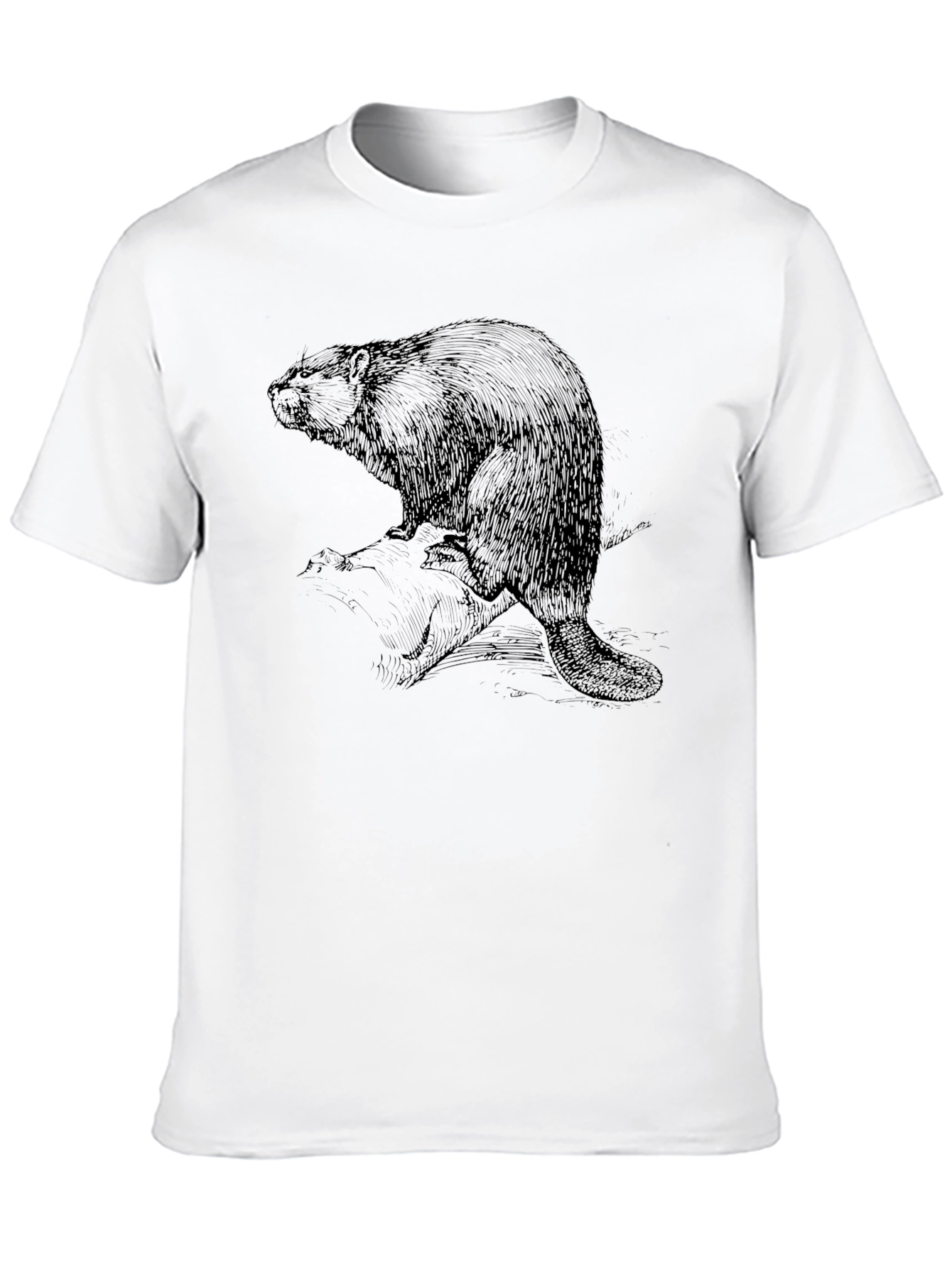 Beaver Graphic Tee - Classic Black Cotton T-Shirt