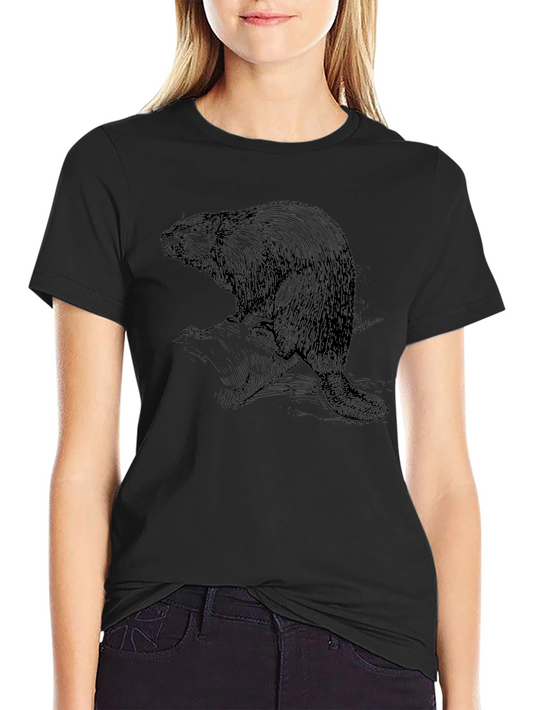 Beaver Graphic Tee - Classic Black Cotton T-Shirt