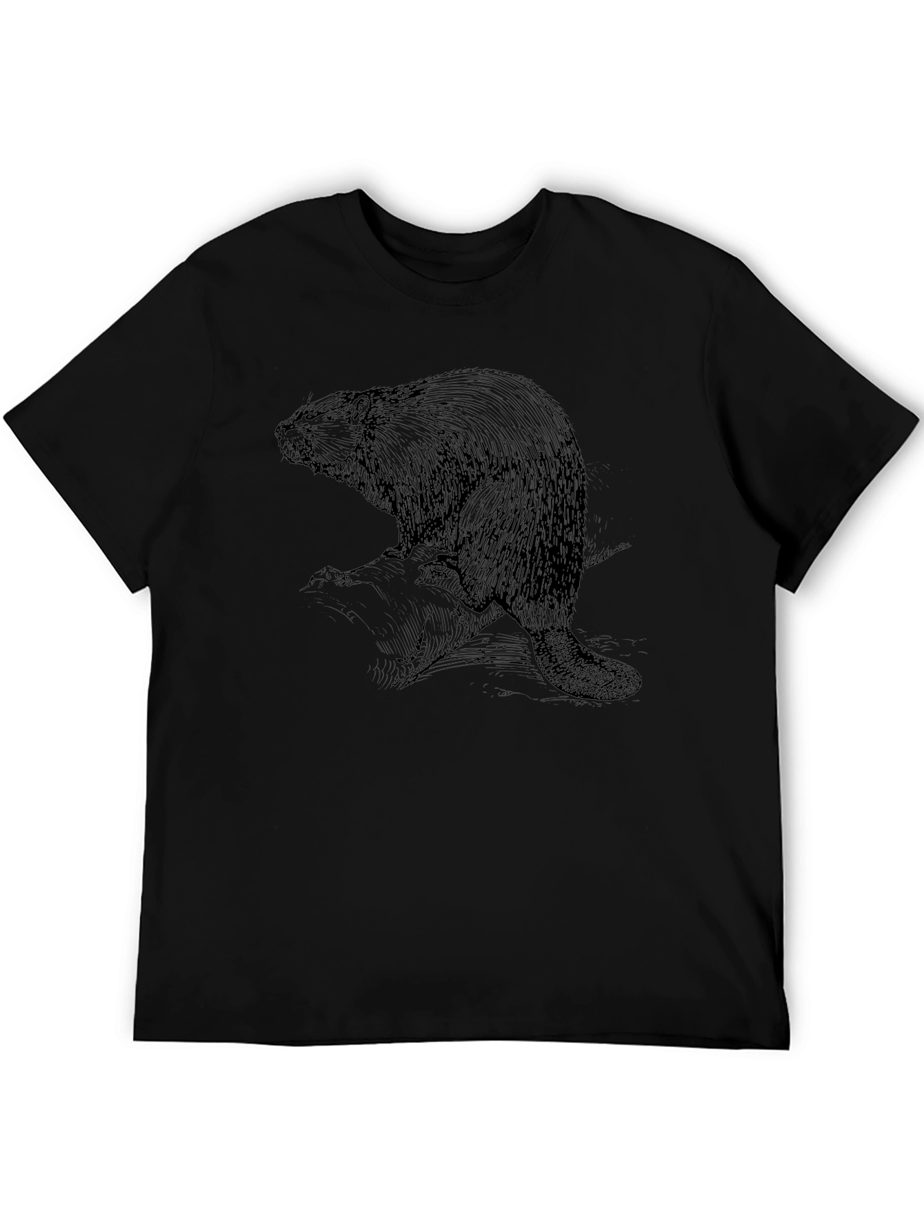Beaver Graphic Tee - Classic Black Cotton T-Shirt