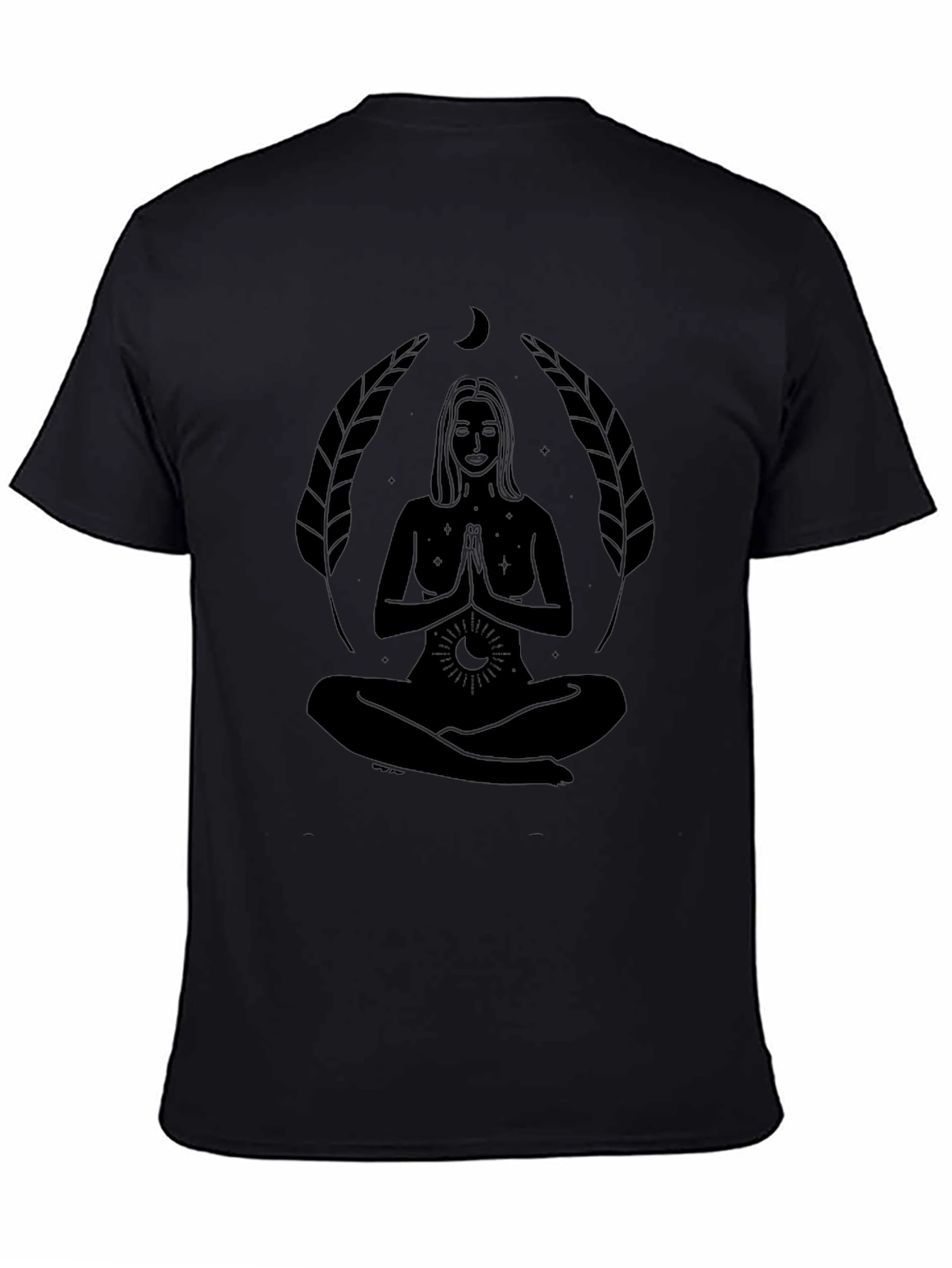 Mystic Moon Goddess T-Shirt - Black Spiritual Design