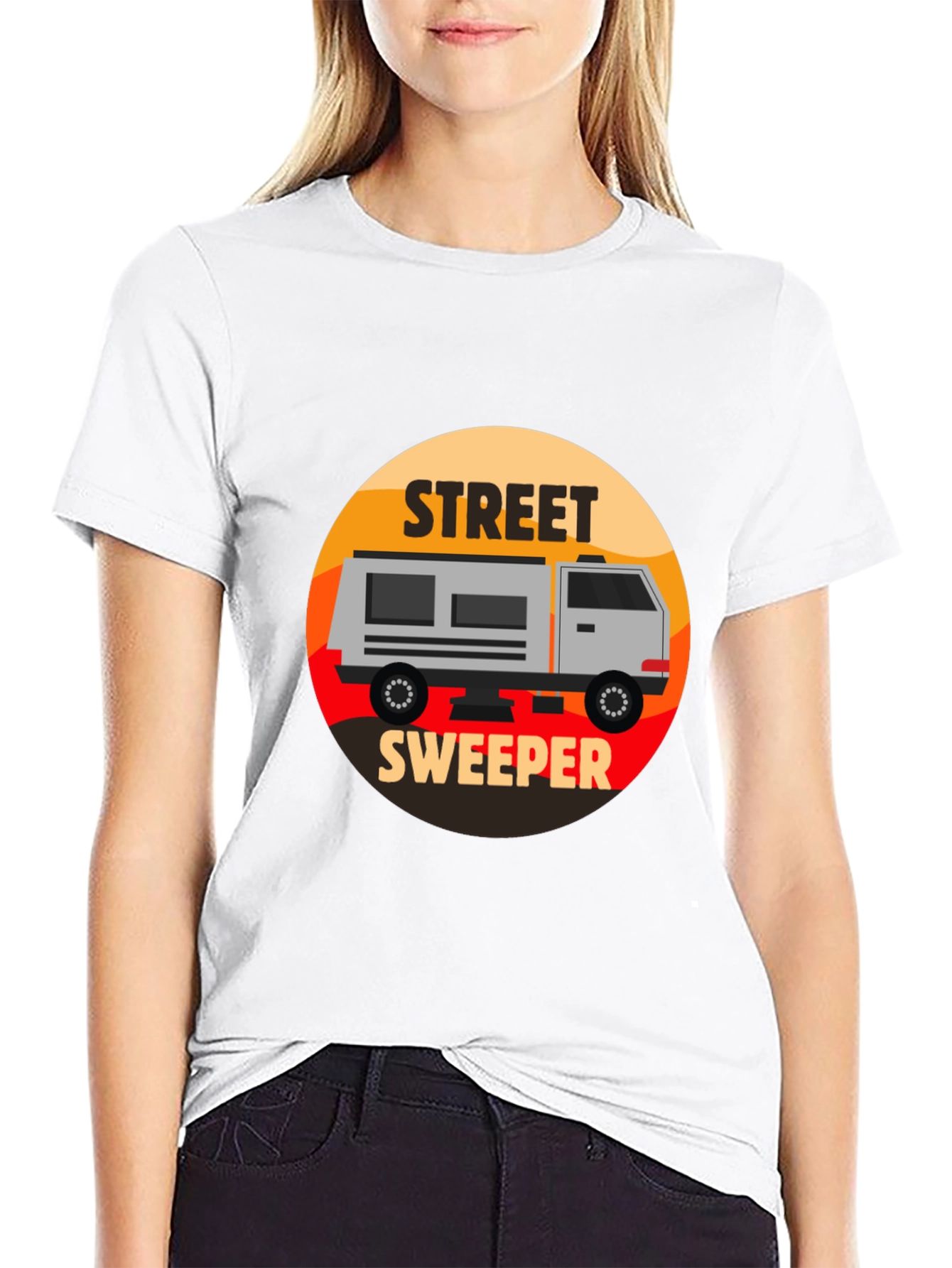 Street Sweeper Graphic Tee - Black Casual T-Shirt