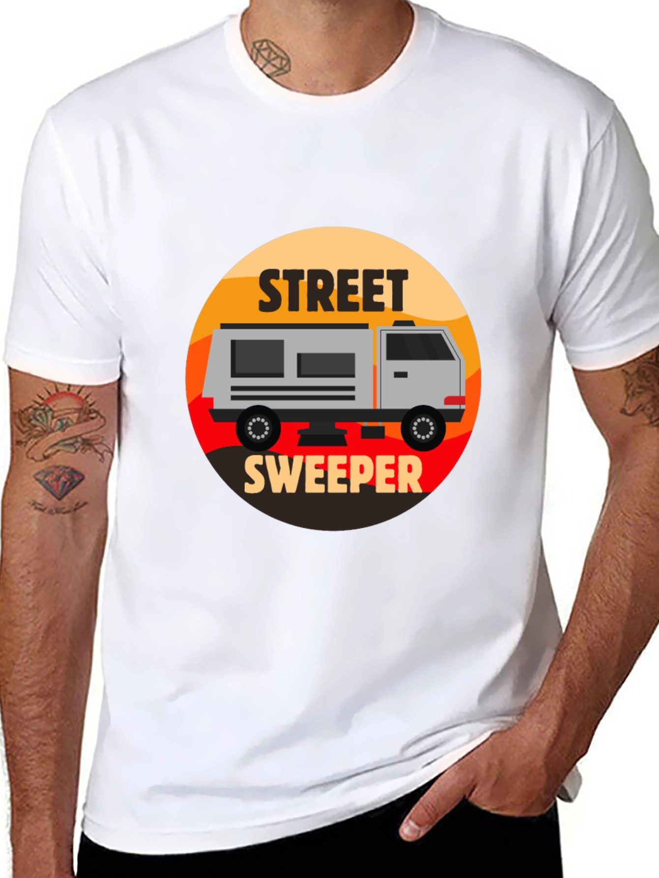 Street Sweeper Graphic Tee - Black Casual T-Shirt