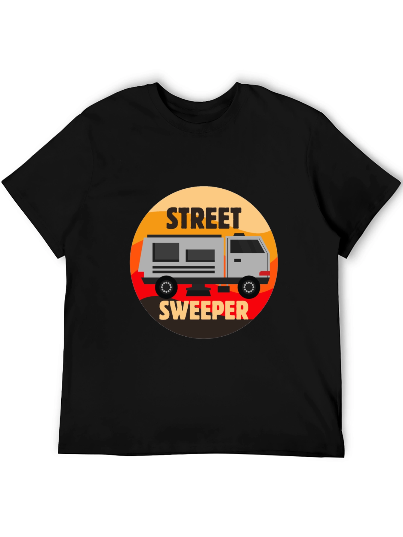 Street Sweeper Graphic Tee - Black Casual T-Shirt