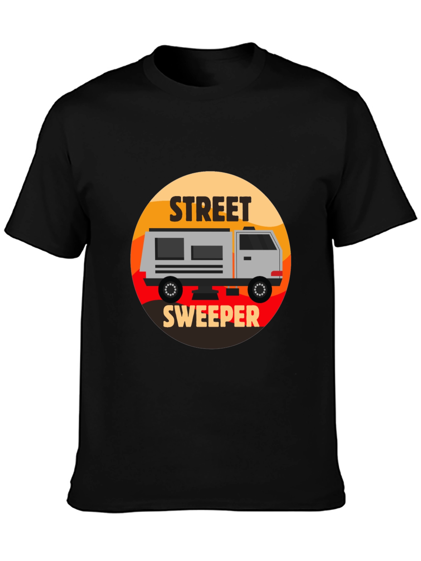 Street Sweeper Graphic Tee - Black Casual T-Shirt