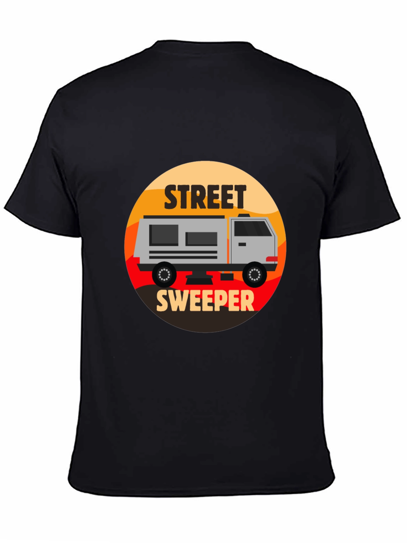 Street Sweeper Graphic Tee - Black Casual T-Shirt