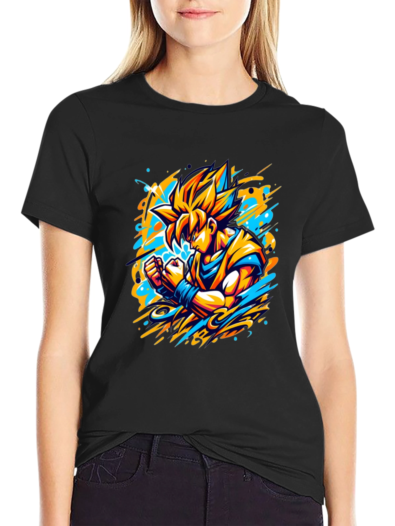 Goku Super Saiyan Anime Graphic Black T-Shirt