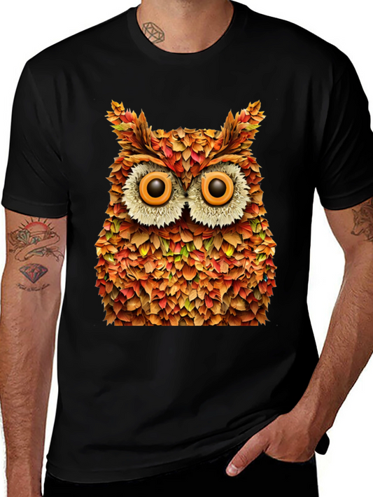 Autumn Owl Graphic T-Shirt - Nature Inspired Design