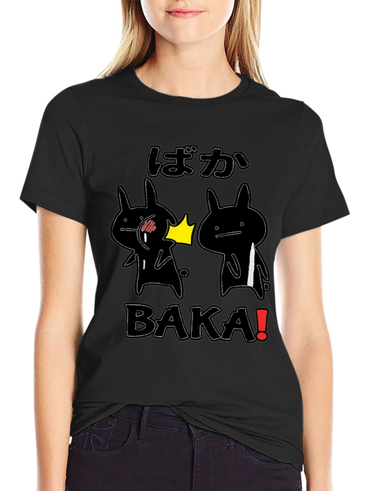 Funny Baka Slap T-Shirt Anime Style Black Cotton Tee