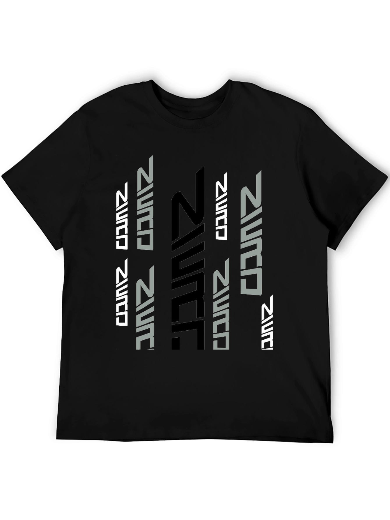 Futuristic Graphic Print Black T-Shirt