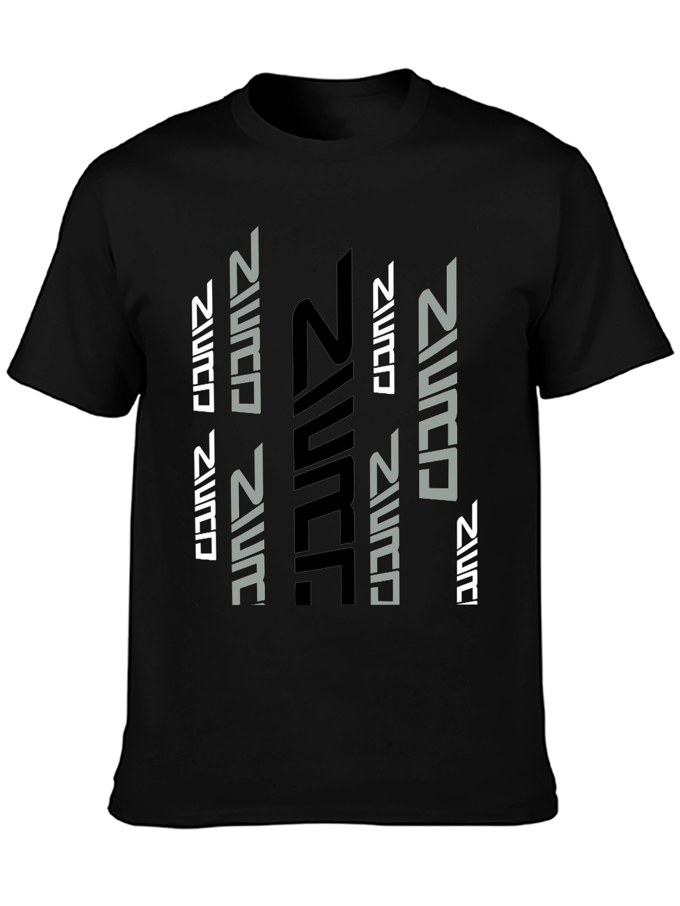 Futuristic Graphic Print Black T-Shirt