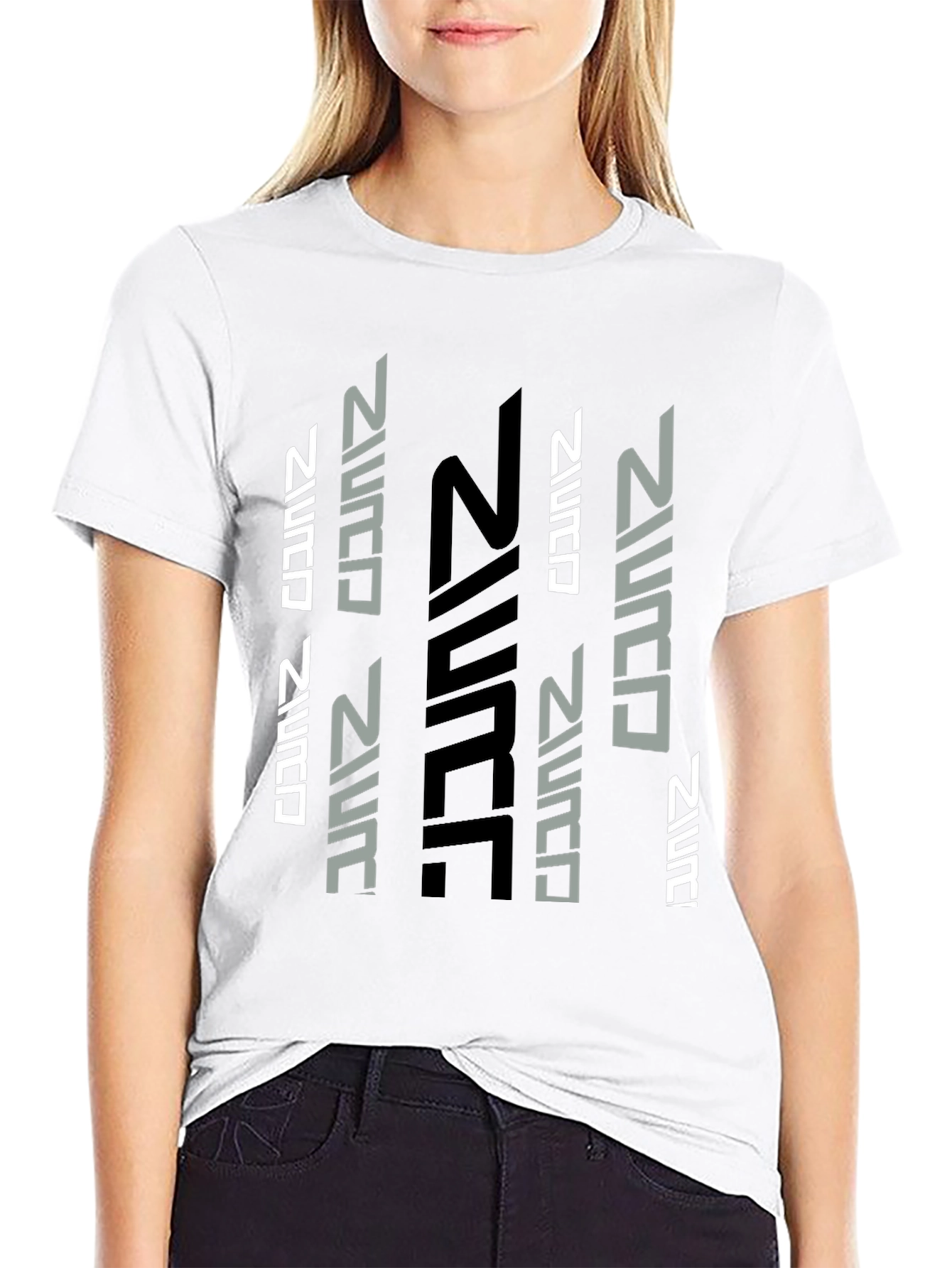 Futuristic Graphic Print Black T-Shirt
