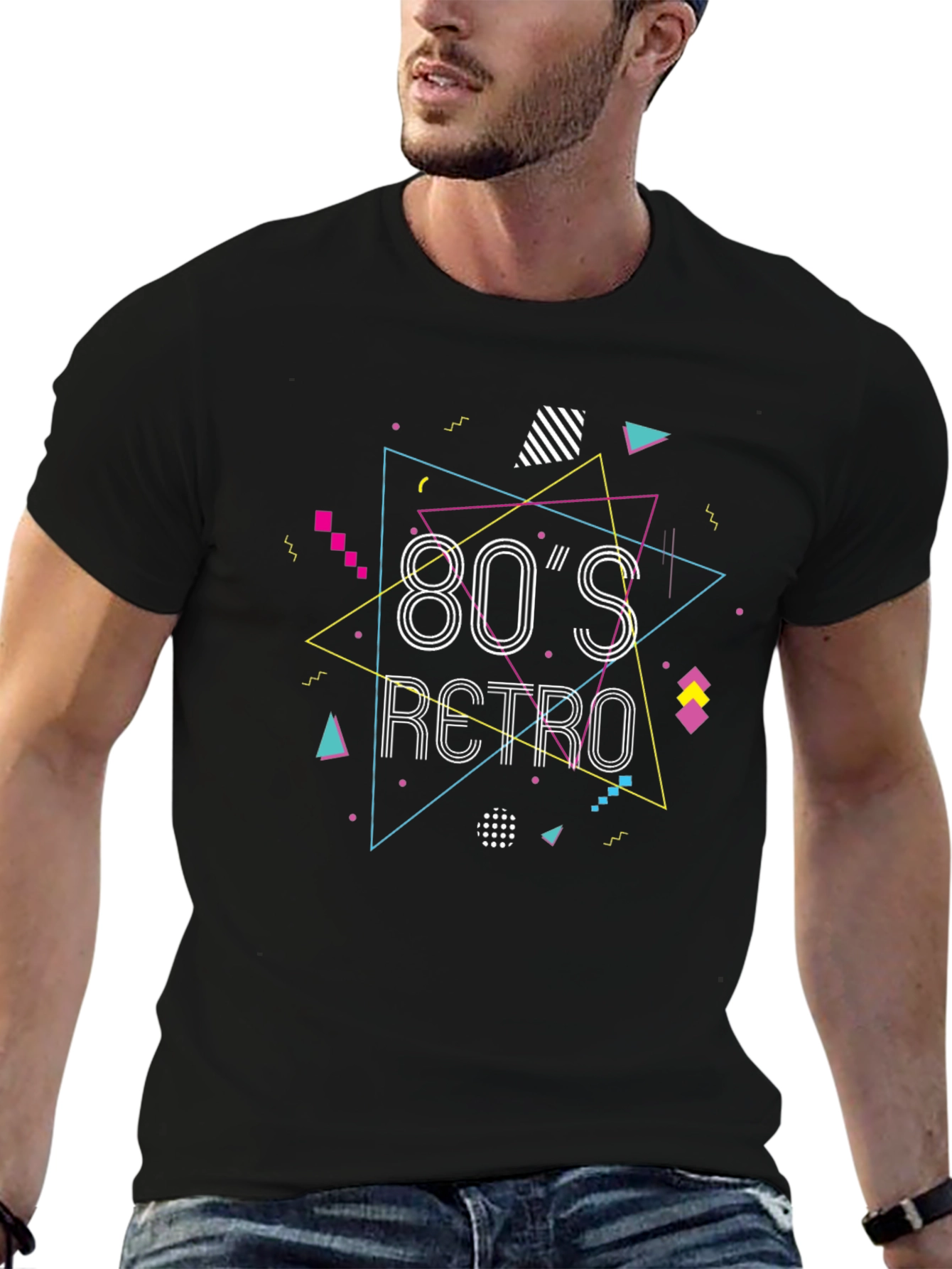 80s Retro Graphic Tee - Black